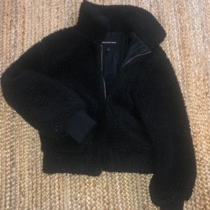 Black fluffy fleece jacket